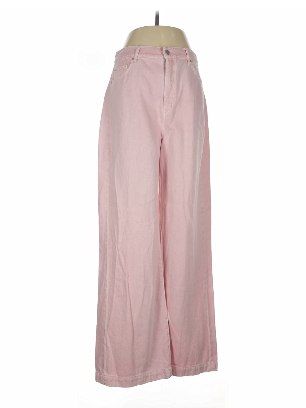 Ann Taylor The Trouser Pink Wide Leg Pants/jeans Sz 8 High Rise Cotton